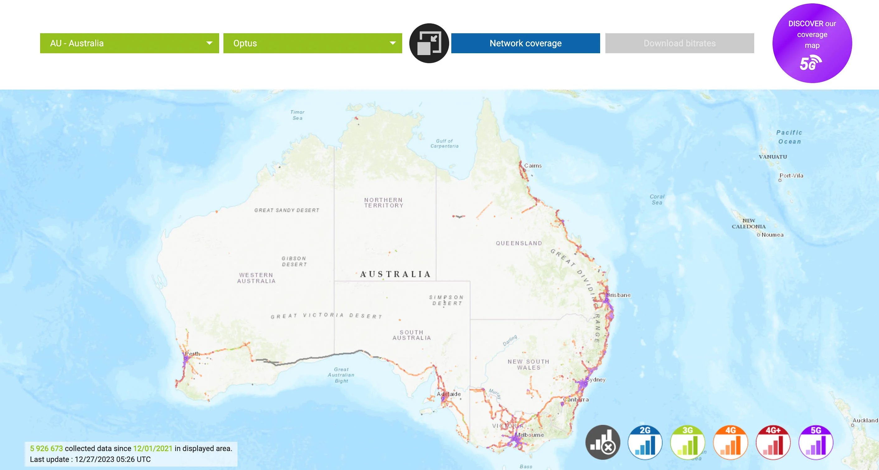 optus 4g 5g network coverage map australia 2024