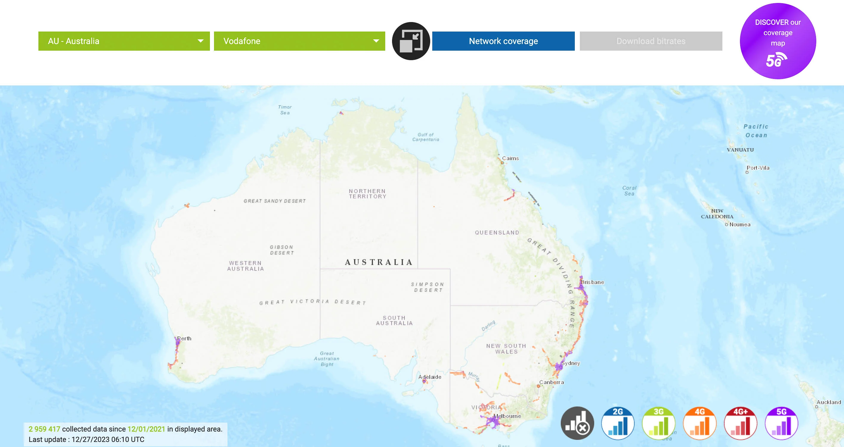 vodafone 4g 5g network coverage map australia 2024